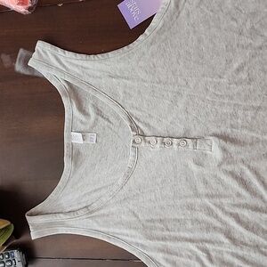 Ladies Henley Tank Top T-Shirt XXL